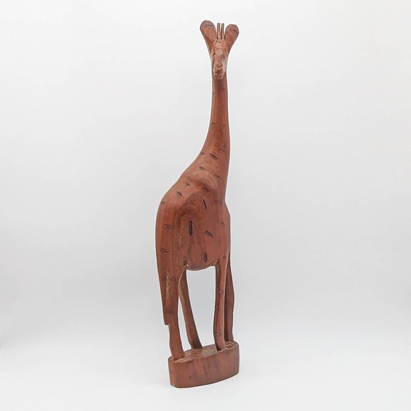 Vintage Hand Carved Wooden Giraffe Figurine Made in Kenya (Repaired) - Picture 7 of 12